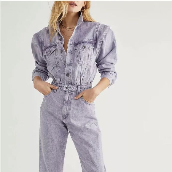 Agolde Pants - Free People AGOLDE Reyna Jumpsuit Coveralls 1 Pc Lilac Ashberry Denim